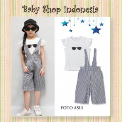 PU435 Setelan Anak Import Murah Celana Anak Kotak Hitam  large